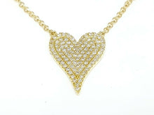 Load image into Gallery viewer, 14k yellow Gold 0.21Ct Diamond heart necklace gift for her 18" adjustable chain