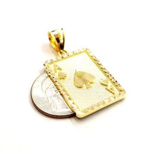 Load image into Gallery viewer, 10k yellow Gold Ace of spade Pendant playing card gambling fine jewelry 4.9g