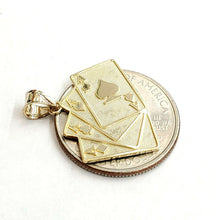 Load image into Gallery viewer, 14k yellow Gold 4 Aces playing cards pendant Vegas gambling fine jewelry 2g