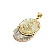 Load image into Gallery viewer, New 10k yellow Gold round Freemason Masonic Pendant 0.97" religious jewelry 3.9g