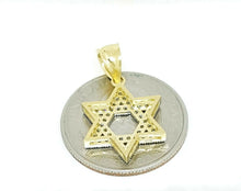 Load image into Gallery viewer, 14k yellow gold star of David Israel pendant cubic zirconia fine jewelry 1.7g