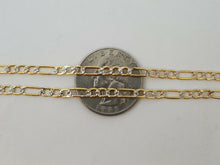 Load image into Gallery viewer, 14K two-tone Gold hollow Figaro Link Chain fine jewelry unisex 3.4mm 16" 3.7g