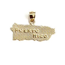 Load image into Gallery viewer, New 14k yellow gold Puerto Rico outline map pendant charm fine gift jewelry 2g