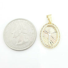 Load image into Gallery viewer, 14k solid tri color gold oval jesus pendant charm cubic zirconia fine gift 1.1g