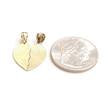 Load image into Gallery viewer, 14k yellow Gold big sis Lil sis heart Pendant charm breakable fine jewelry 2g
