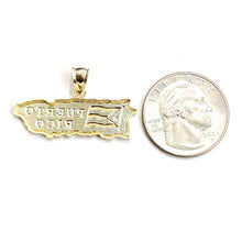 Load image into Gallery viewer, New 10k yellow gold Puerto Rico outline map pendant charm gift fine jewelry 2.6g