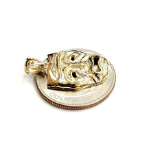 Load image into Gallery viewer, 14k yellow gold cry later sad face mask drama theater act pendant jewelry 2.5g