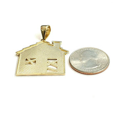 Load image into Gallery viewer, New 14k yellow gold trap house pendant charm diamond cut gift fine jewelry 6.6g