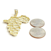 Load image into Gallery viewer, 10k yellow gold nugget Africa continent outline map pendant charm jewelry 9.2g