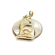 Load image into Gallery viewer, 14k yellow Gold howling wolf full body animal Pendant charm fine jewelry 3.4g