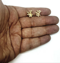 Load image into Gallery viewer, 14k multi color gold turtle full body earrings push back fine gift jewelry 3g