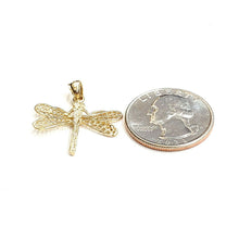 Load image into Gallery viewer, New 14k yellow gold dragonfly Pendant charm gift fine jewelry 1.7g