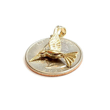 Load image into Gallery viewer, New 14k yellow Gold solid 3D Hummingbird Pendant charm gift fine jewelry 2g