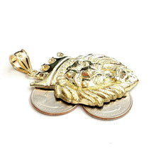 Load image into Gallery viewer, 10k yellow Gold lion head face crown Leo zodiac Pendant charm fine jewelry 12.3g