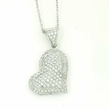 Load image into Gallery viewer, 14k white Gold 0.28Ct Diamond heart necklace gift for her 18" adjustable chain