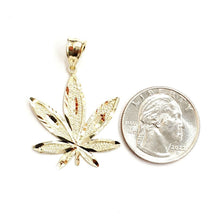 Load image into Gallery viewer, 10k yellow gold marijuana leaf weed pendant charm medical gift fine jewelry 2.6g