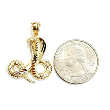 Load image into Gallery viewer, 14k yellow gold cobra snake reptile Pendant charm diamond cut fine jewelry 4.5g
