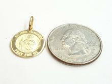 Load image into Gallery viewer, New 14k yellow gold round saint Jude Judah Thaddeus pendant religious 0.59" 2g