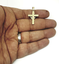 Load image into Gallery viewer, New 14k 3 color gold cross rose pendant charm fine gift religious jewelry 2g