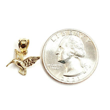 Load image into Gallery viewer, 14k yellow Gold Tiny Solid 3D Hummingbird Pendant charm fine gift jewelry 1g