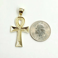Load image into Gallery viewer, 10k yellow gold Egyptian ankh cross pendant charm fine religious jewelry 2.5g
