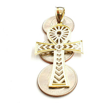 Load image into Gallery viewer, New 10k yellow gold Egyptian ankh cross pendant charm diamond cut religious 6g