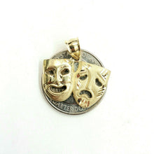 Load image into Gallery viewer, 10k yellow gold happy & sad face theater pendant fine gift jewelry unisex 2.4g