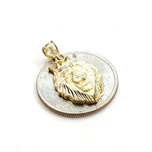 Load image into Gallery viewer, New 14k yellow Gold lion head face with crown Leo Pendant charm fine gift 2.4g