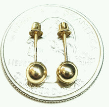 Load image into Gallery viewer, New 14k yellow Gold 5mm hollow ball earrings screw back fine gift jewelry