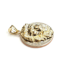 Load image into Gallery viewer, 14k yellow solid Gold lion Leo head face zodiac Pendant charm fine jewelry 4.7g