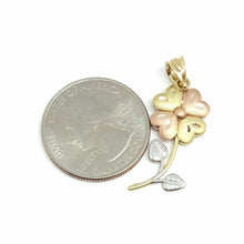 Load image into Gallery viewer, 14k 3 color Gold flower Pendant charm fine jewelry gift for her diamond cut 1.6g