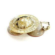 Load image into Gallery viewer, 10k yellow gold round globe planet earth world map pendant 2 sides 3D gift 11.5g