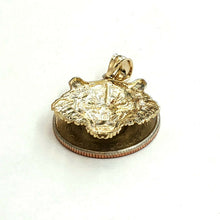Load image into Gallery viewer, 14k yellow solid Gold tiger male head face Pendant diamond cut fine jewelry 3.7g