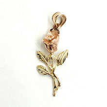 Load image into Gallery viewer, 14k 2 color solid Gold rose flower Pendant charm fine women gift jewelry 2.3g