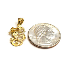 Load image into Gallery viewer, New 14k yellow Gold 3D dragon Pendant charm solid lucky gift fine jewelry 1.5g