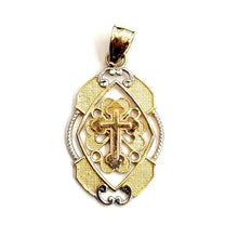 Load image into Gallery viewer, 14k solid 3 color gold cross Pendant charm fine gift religious jewelry unisex 2g