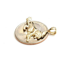 Load image into Gallery viewer, New 14k yellow Gold solid Witch on Broom Pendant charm Gift fine jewelry 1.8g