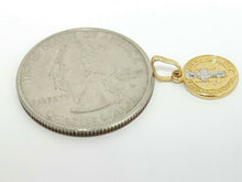 Load image into Gallery viewer, 14k gold two tone round saint Benedict San Benito pendant religious 0.39" 0.6g