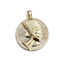 Load image into Gallery viewer, 14k solid yellow Gold Egyptian Nefertiti head queen Pendant fine jewelry 1.9g