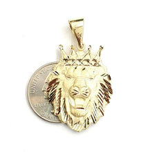 Load image into Gallery viewer, New 14k yellow Gold lion head face with crown Leo zodiac fine Pendant charm 7.1g