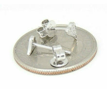 Load image into Gallery viewer, 14k white Gold 0.05Ct Round Diamonds heart stud Earrings Push Back Fastening