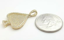Load image into Gallery viewer, 14k yellow Gold Ace of spade Pendant with cubic zirconia fine gift jewelry 4.6g