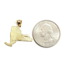 Load image into Gallery viewer, New 14k yellow gold New York outline map pendant charm gift fine jewelry 2.3g