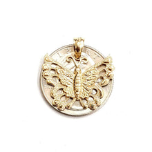 Load image into Gallery viewer, New 14k yellow Gold solid butterfly Pendant charm gift fine jewelry 2.8g