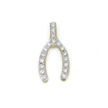 Load image into Gallery viewer, New 14k yellow Gold 0.15ct Diamonds wishbone pendant fine gift jewelry for her
