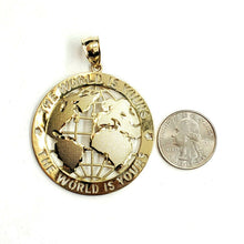 Load image into Gallery viewer, 10k yellow gold round globe planet earth world map pendant fine gift 1.94" 10.4g