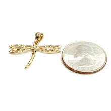 Load image into Gallery viewer, New 14k yellow gold dragonfly Pendant charm gift fine jewelry 1.8g