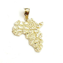 Load image into Gallery viewer, 10k yellow gold nugget Africa continent outline map pendant charm jewelry 6.5g