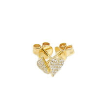 Load image into Gallery viewer, New 14k yellow Gold 0.10Ct Round Diamond heart stud Earrings Push Back Fastening