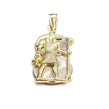 Load image into Gallery viewer, 10k yellow Gold Egypt jackal god Anubis holding Ankh Pendant fine jewelry 6.1g